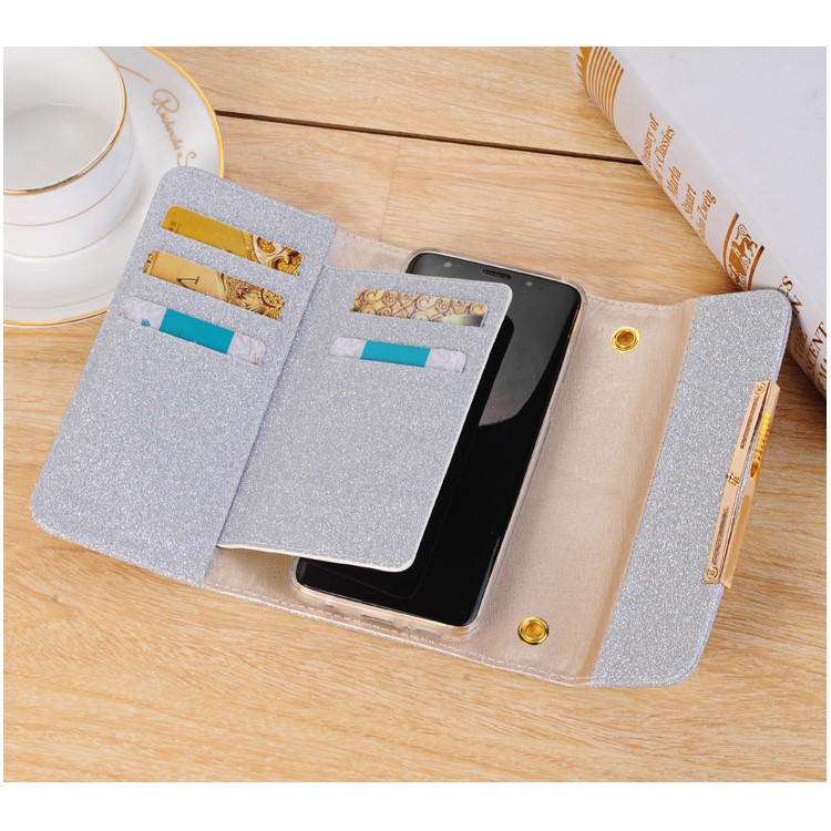 For Samsung Galaxy S9 Detachable 2-in-1 Glitter Powder Diamond PU Leather Wallet + TPU Phone Case - Silver-9