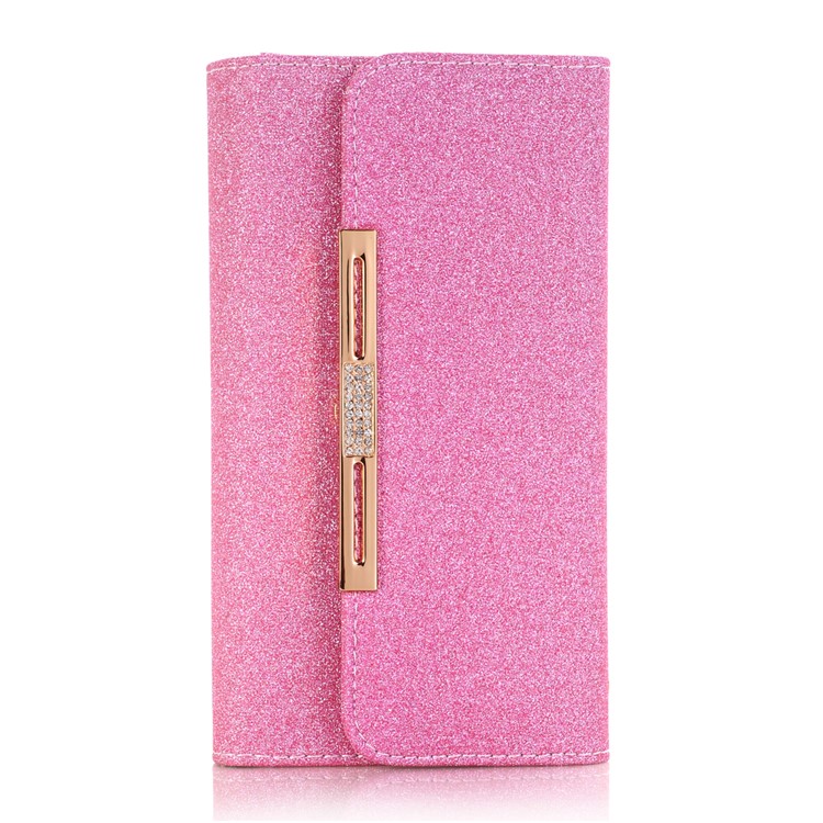 For Samsung Galaxy S9 Detachable 2-in-1 Glitter Powder Diamond PU Leather Wallet + TPU Mobile Phone Case - Rose-1