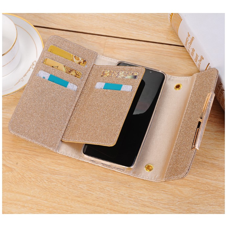 Para Samsung Galaxy S9 Destacável 2 Em 1 Glitter Em Pó Em Diamante PU Couro Wallet + TPU Caixa De Telefone Celular - Rosa Ouro-9