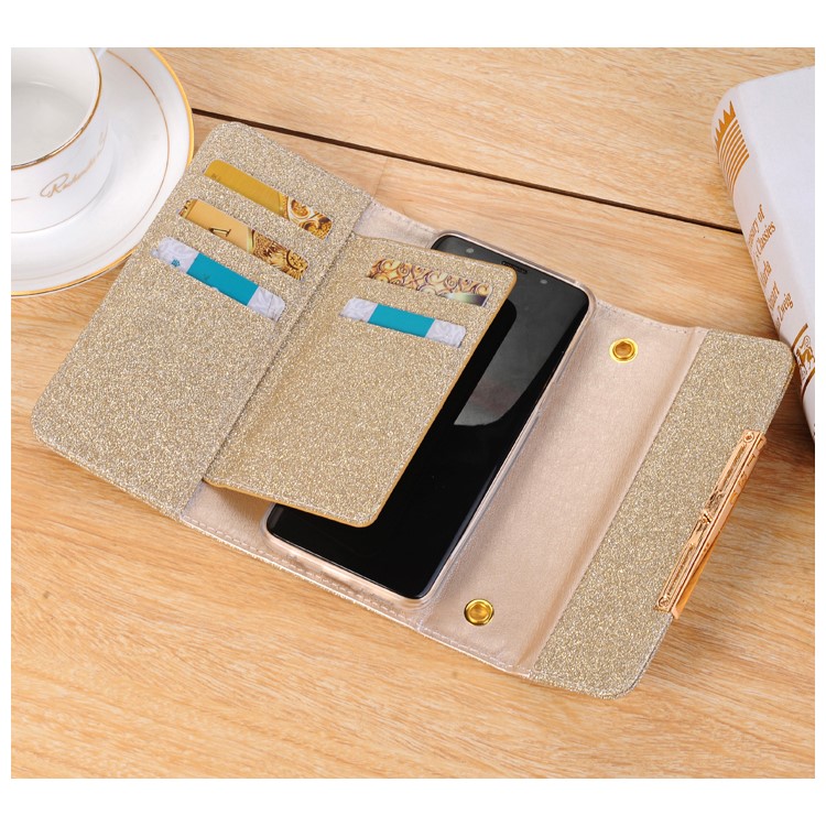 For Samsung Galaxy S9 Detachable 2-in-1 Glitter Powder Diamond PU Leather Wallet + TPU Back Protective Shell - Gold-9