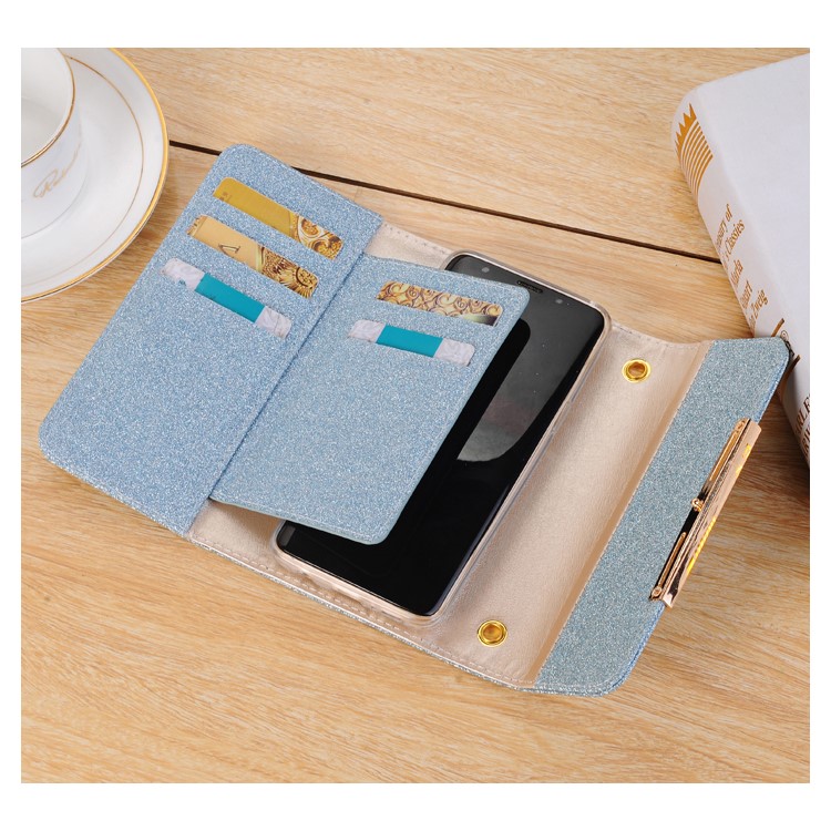 For Samsung Galaxy S9 Detachable 2-in-1 Glitter Powder Diamond PU Leather Wallet + TPU Back Mobile Casing - Blue-9