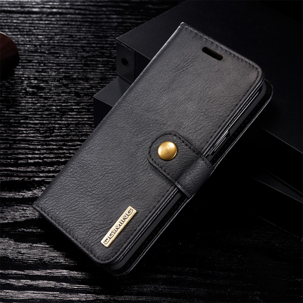 DG.MING Detachable 2-in-1 Split Leather Wallet Case + PC Back Case for Samsung Galaxy S9 SM-G960 - Black-1