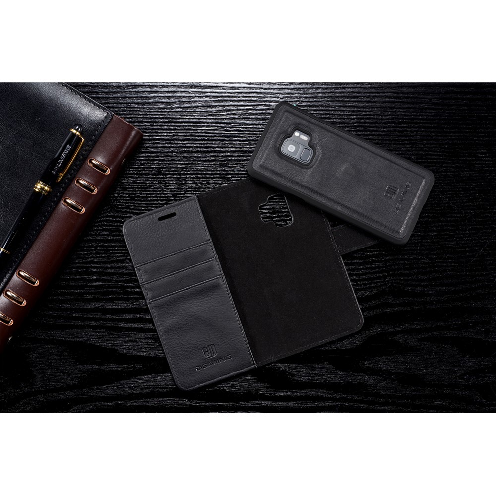 DG.MING Detachable 2-in-1 Split Leather Wallet Case + PC Back Case for Samsung Galaxy S9 SM-G960 - Black-11