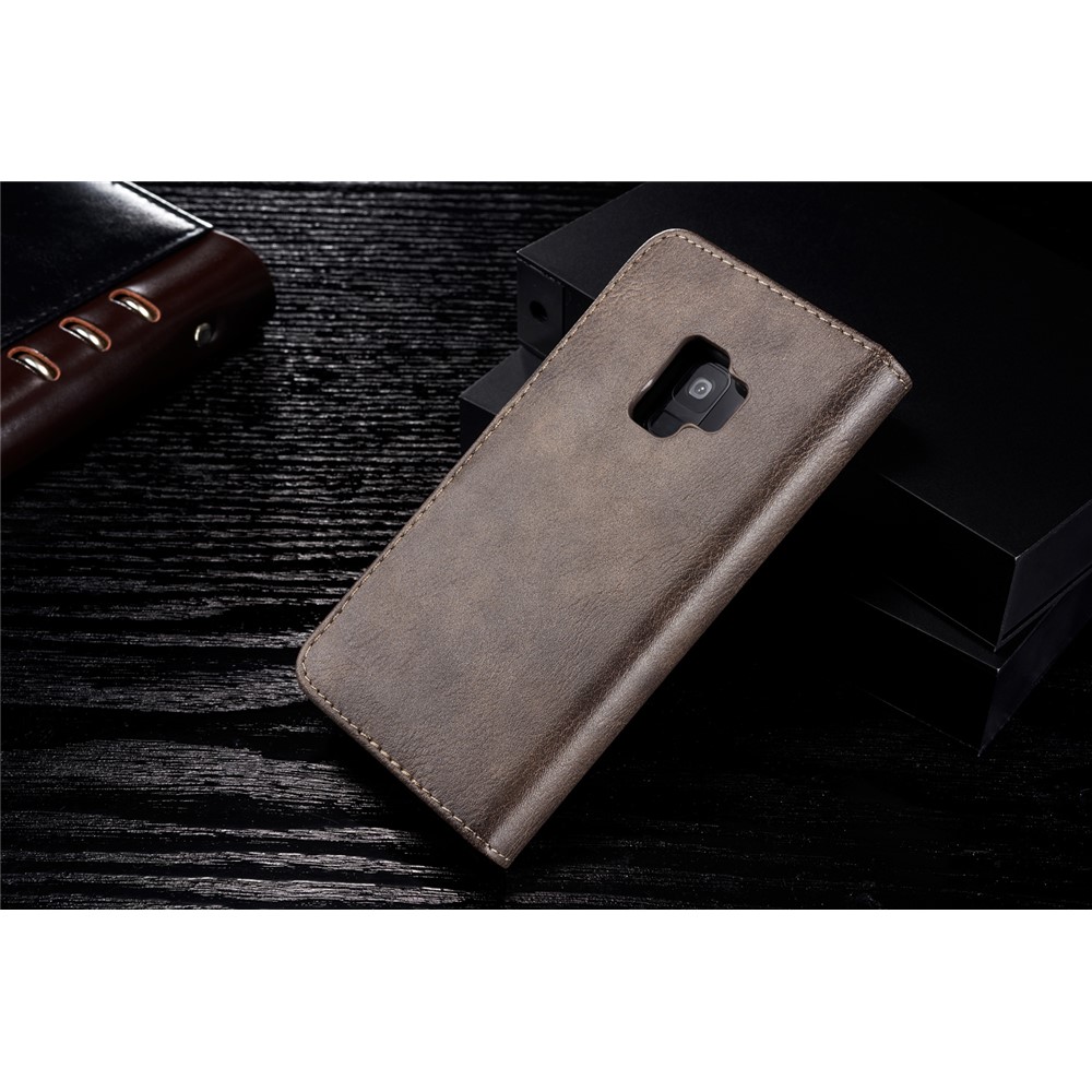 DG.MING Detachable 2-in-1 Split Leather Wallet Cover + PC Back Case for Samsung Galaxy S9 SM-G960 - Coffee-2