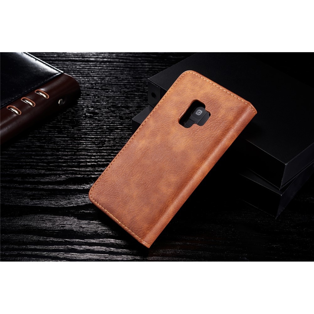 DG.MING Detachable 2-in-1 Split Leather Wallet Mobile Shell + PC Back Case for Samsung Galaxy S9 SM-G960 - Brown-2