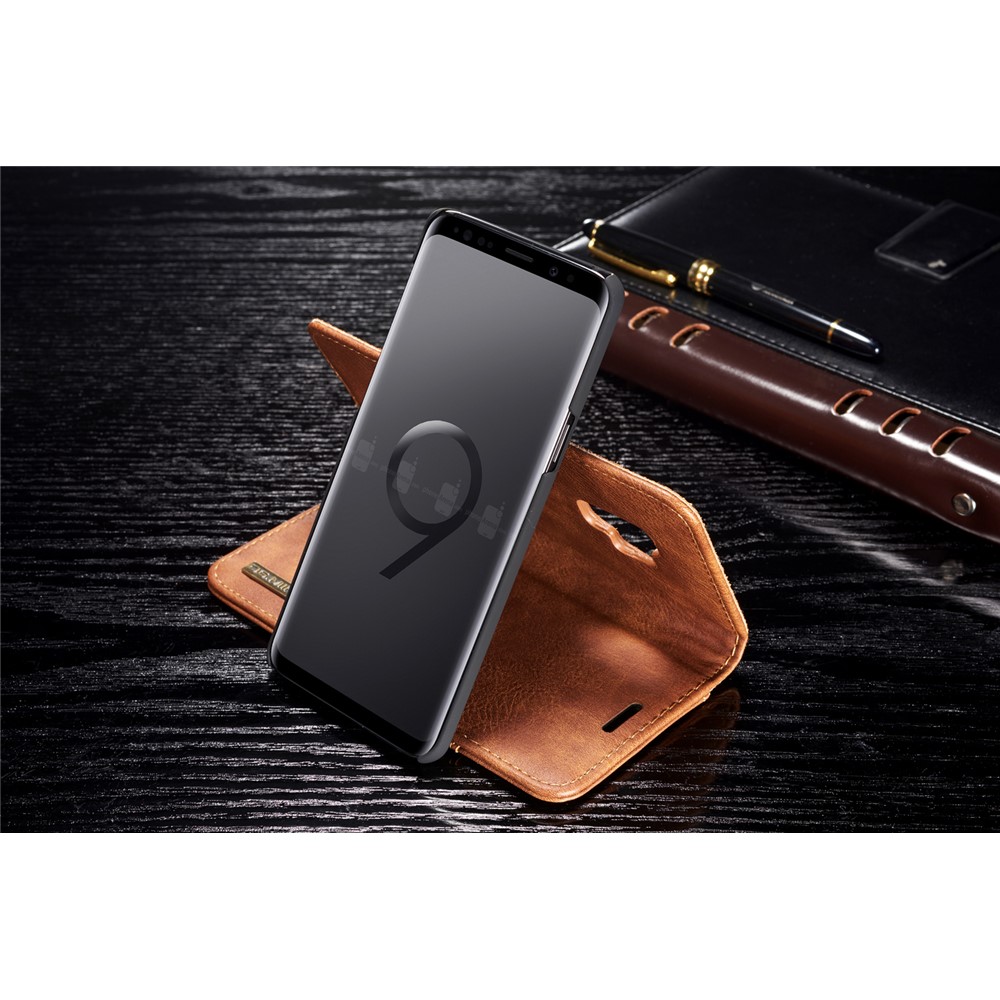 DG.MING Detachable 2-in-1 Split Leather Wallet Mobile Shell + PC Back Case for Samsung Galaxy S9 SM-G960 - Brown-8