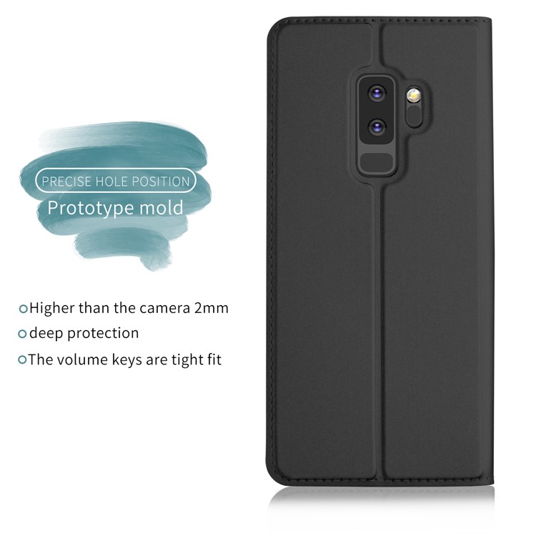 Flip Stand Magnetic Adsorption Leather Case with Card Holder for Samsung Galaxy S9+ G965 - Black-2