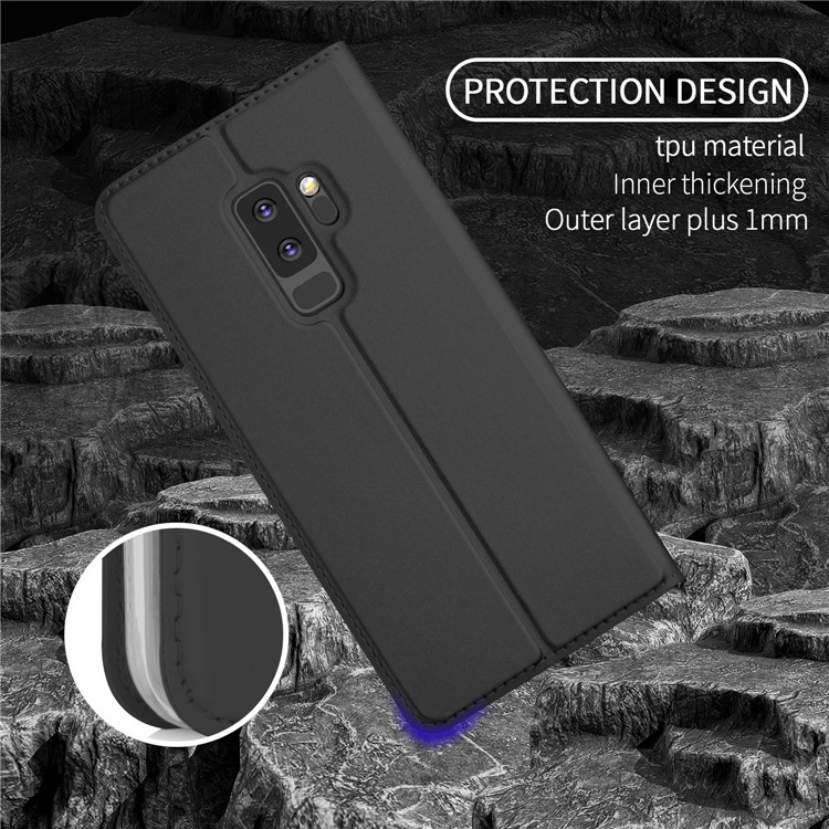 Flip Stand Magnetic Adsorption Leather Case with Card Holder for Samsung Galaxy S9+ G965 - Black-5
