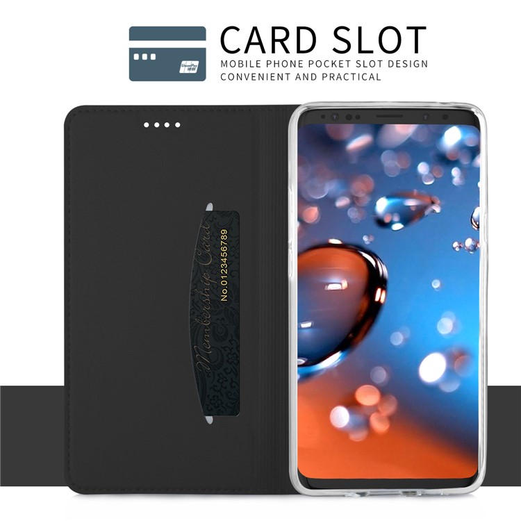 Flip Stand Magnetic Adsorption Leather Case with Card Holder for Samsung Galaxy S9+ G965 - Black-6