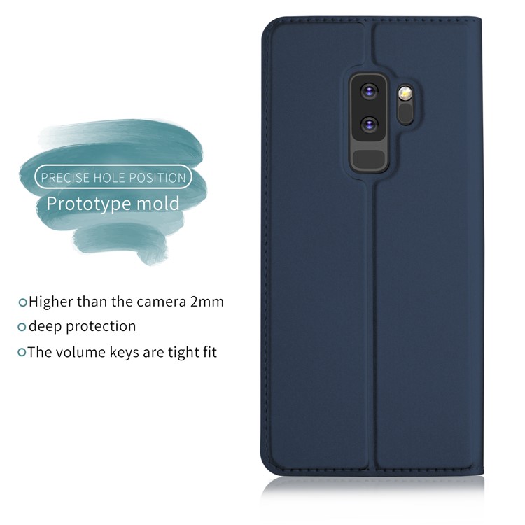 Caixa De Couro De Adsorção Magnética De Flip Com Suporte Para Samsung Galaxy S9 + G965 - Azul Escuro-2