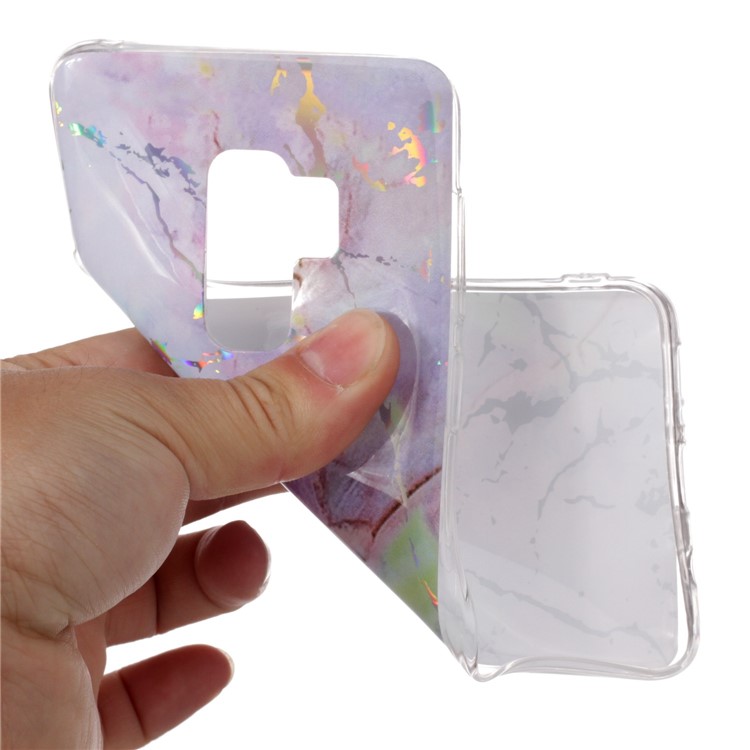 Marble Pattern Colorized Electroplated TPU Shell Cover Case for Samsung Galaxy S9+ SM-G965 - Purple-5