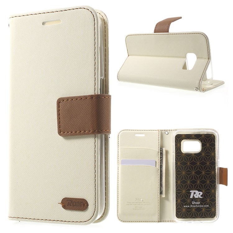 ROAR KOREA Diary Leather Wallet Cover for Samsung Galaxy S7 - White-1