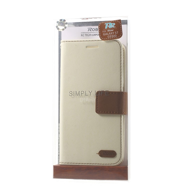 ROAR KOREA Diary Leather Wallet Cover for Samsung Galaxy S7 - White-10