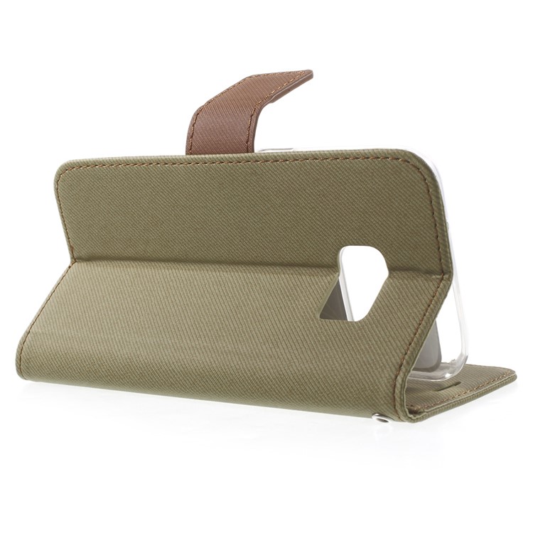 ROAR KOREA Diary PU Leather Wallet Case for Samsung Galaxy S7 - Khaki-3