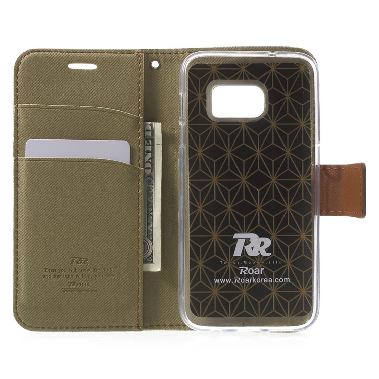 ROAR KOREA Diary PU Leather Wallet Case for Samsung Galaxy S7 - Khaki-4