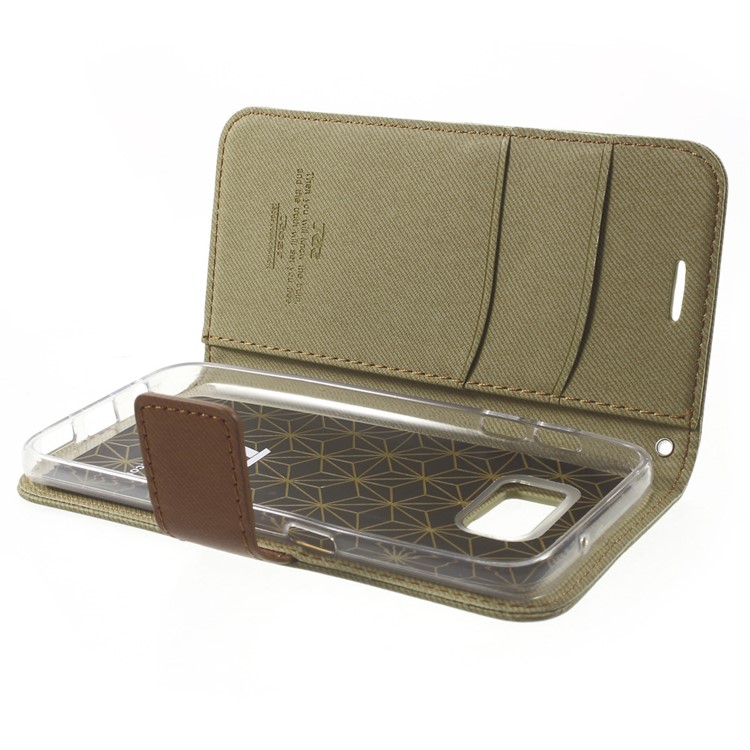 ROAR KOREA Diary PU Leather Wallet Case for Samsung Galaxy S7 - Khaki-5
