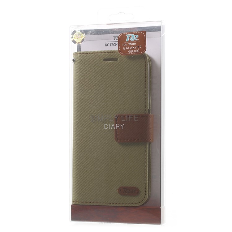 ROAR KOREA Diary PU Leather Wallet Case for Samsung Galaxy S7 - Khaki-9