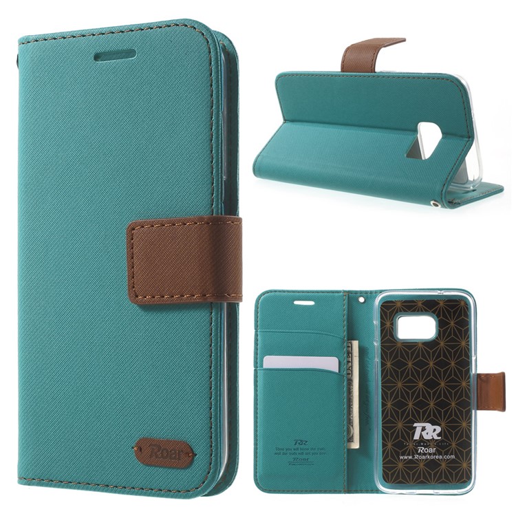 ROAR KOREA Diary Leather Card Holder Case for Samsung Galaxy S7 - Green-1