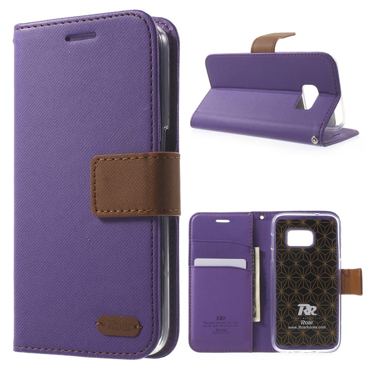 ROAR KOREA Diary Leather Wallet Case for Samsung Galaxy S7 - Purple-1
