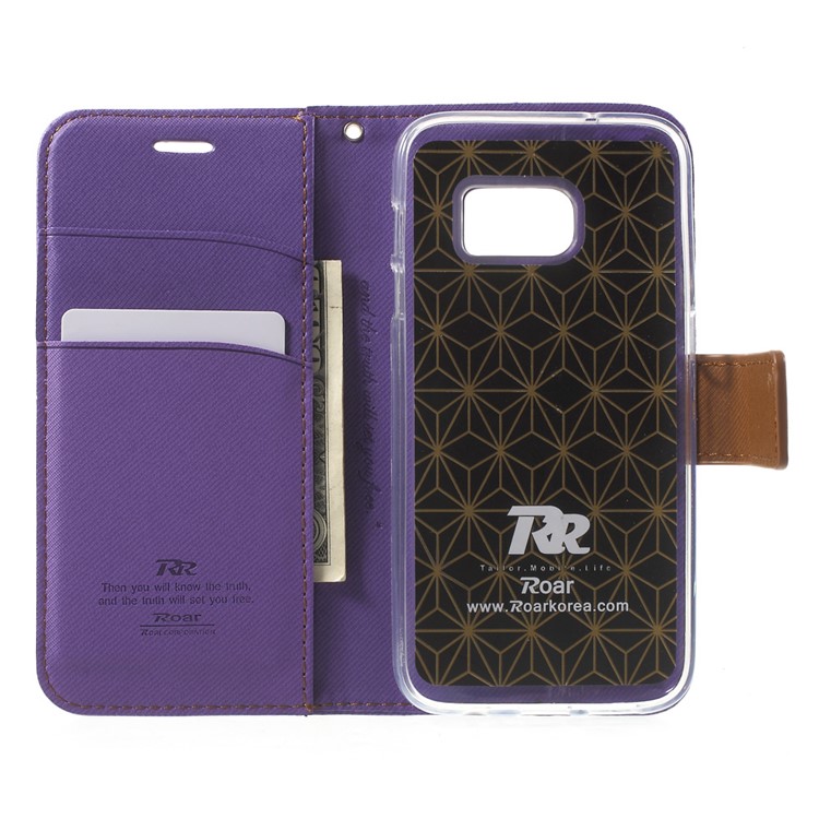 ROAR KOREA Diary Leather Wallet Case for Samsung Galaxy S7 - Purple-4