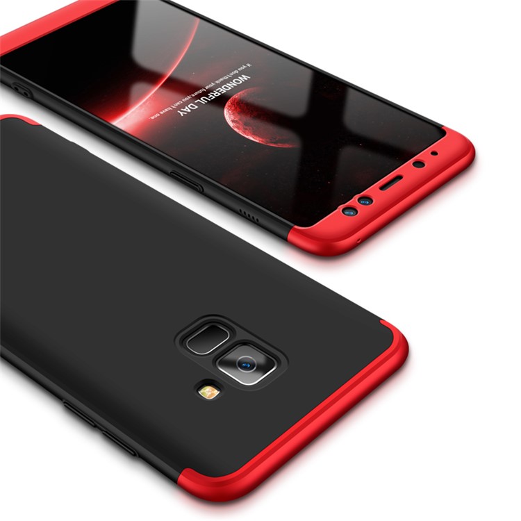 GKK Detachable 3-Piece Matte PC Hard Case for Samsung Galaxy A8 (2018) - Red / Black-2