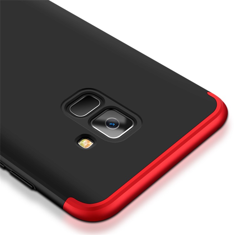 GKK Detachable 3-Piece Matte PC Hard Case for Samsung Galaxy A8 (2018) - Red / Black-4