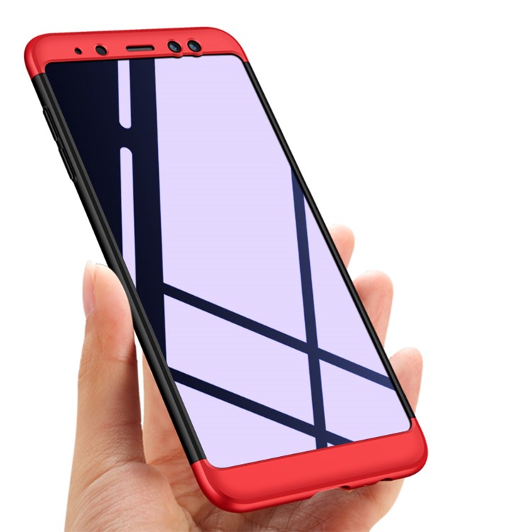 GKK Detachable 3-Piece Matte PC Hard Case for Samsung Galaxy A8 (2018) - Red / Black-6