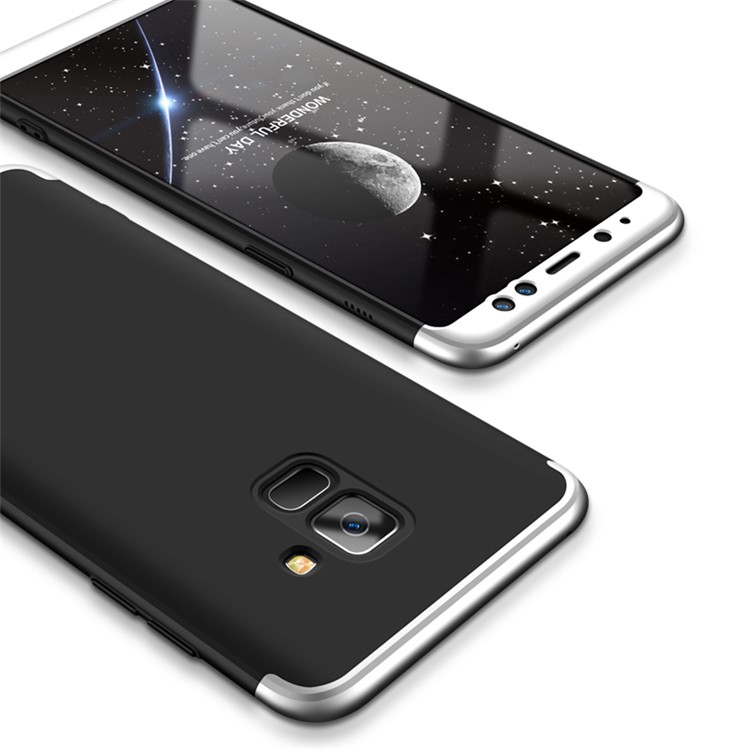 GKK Detachable 3-Piece Matte Hard Shell Case for Samsung Galaxy A8 (2018) - Silver / Black-2