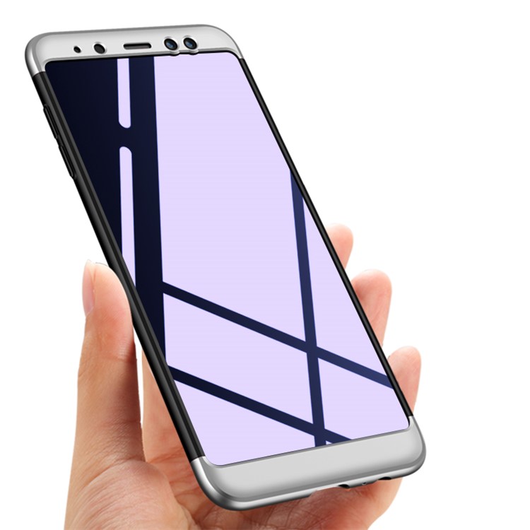 GKK Detachable 3-Piece Matte Hard Shell Case for Samsung Galaxy A8 (2018) - Silver / Black-3