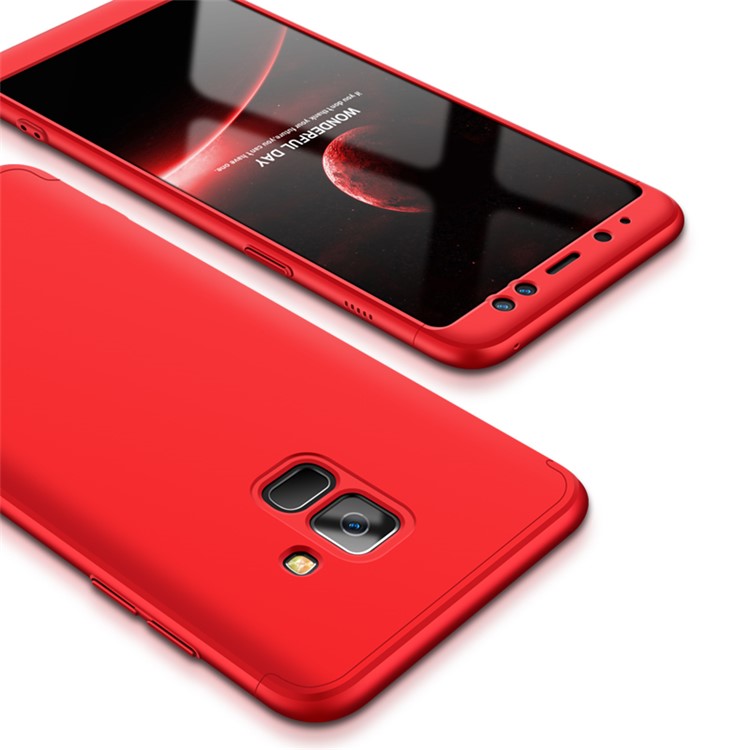 GKK Detachable 3-Piece Matte PC Hard Cover Shell for Samsung Galaxy A8 (2018) - Red-2