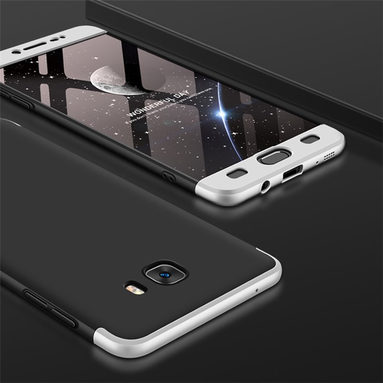 GKK Detachable 3-piece Matte PC Hard Mobile Cover for Samsung Galaxy C9 Pro - Silver / Black-1