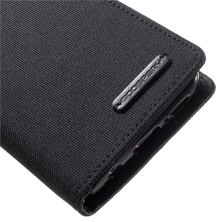 MERCURY GOOSPERY Jeans Cloth Flip Wallet Leather Case with Strap for Samsung Galaxy S9 SM-G960 - Black-9