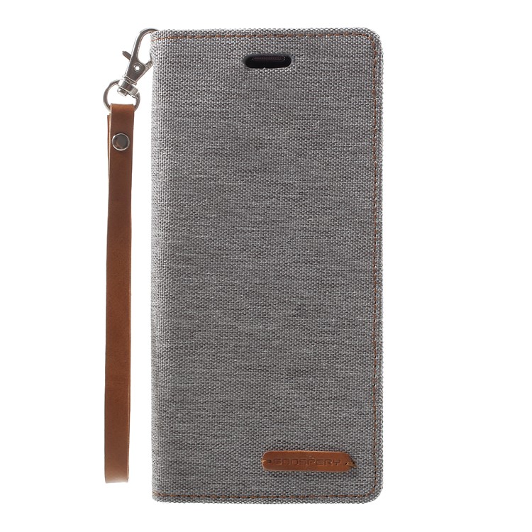 

MERCURY GOOSPERY Jeans Cloth Flip Wallet Leather Cover with Strap for Samsung Galaxy S9 SM-G960 - Grey