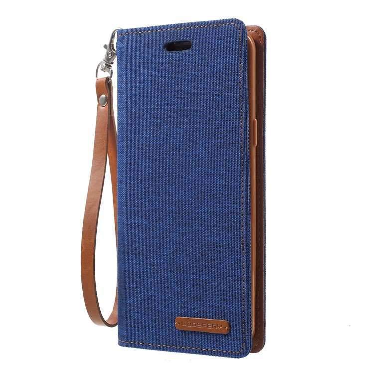 MERCURY GOOSPERY Jeans Cloth Wallet Leather Cell Phone Case with Strap for Samsung Galaxy S9 SM-G960 - Baby Blue-2