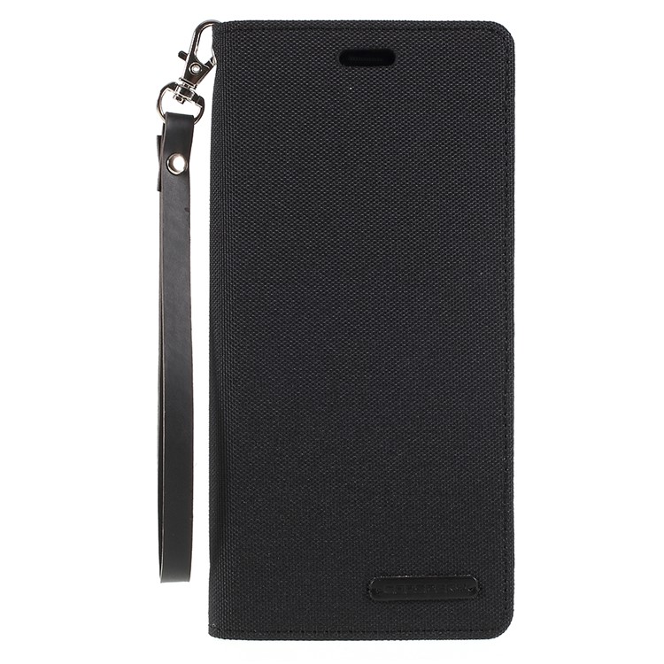 MERCURY GOOSPERY Jeans Cloth Flip Wallet Leather Case with Strap for Samsung Galaxy S9+ SM-G965 - Black-3