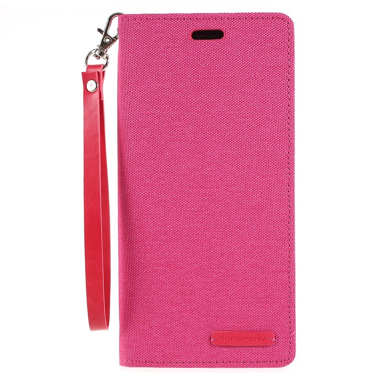 

MERCURY GOOSPERY Jeans Cloth Flip Stand Wallet Leather Case with Strap for Samsung Galaxy S9 Plus SM-G965 - Rose