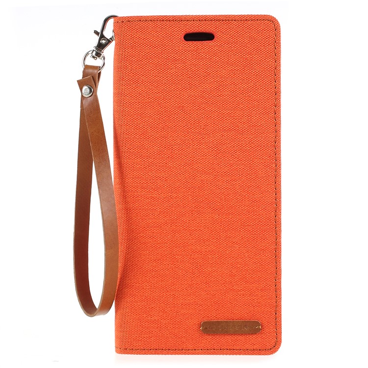 MERCURY GOOSPERY Jeans Cloth Flip Wallet Leather Mobile Phone Case with Strap for Samsung Galaxy S9+ SM-G965 - Orange-1