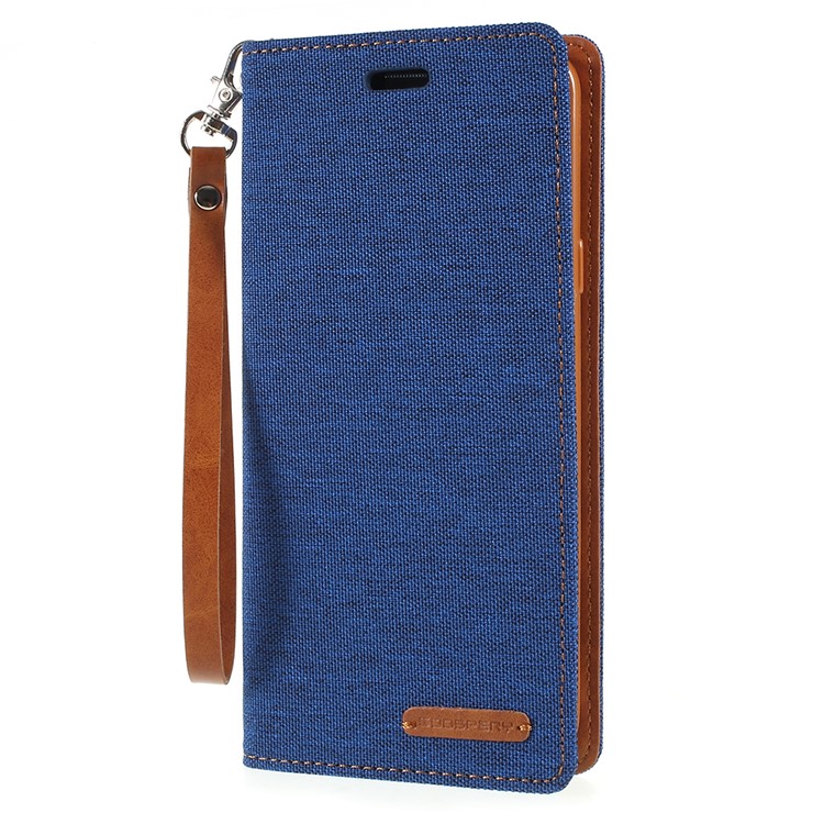 MERCURY GOOSPERY Jeans Cloth Flip Wallet Leather Cell Phone Case with Strap for Samsung Galaxy S9+ SM-G965 - Baby Blue-2