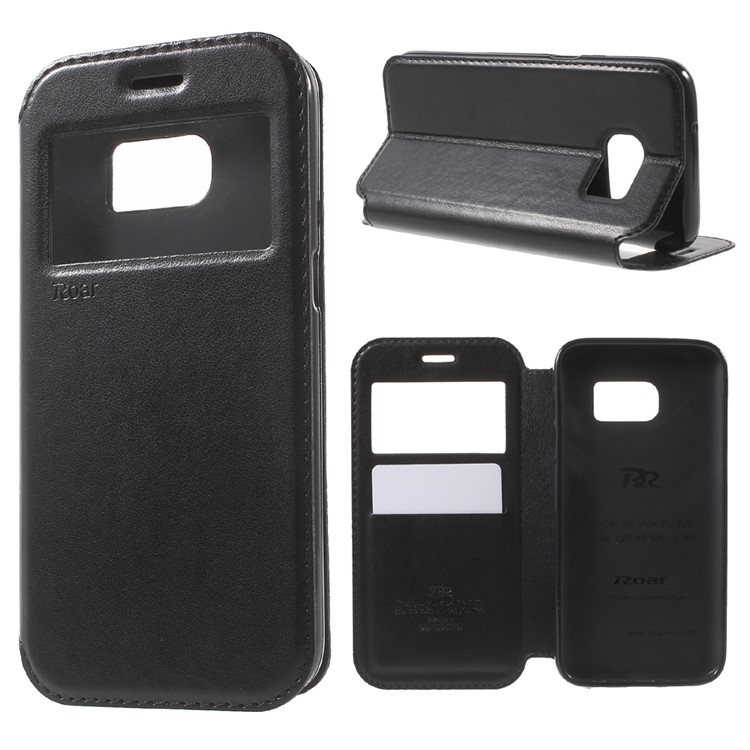 ROAR KOREA Window View Leather Stand Case for Samsung Galaxy S7 - Black-1