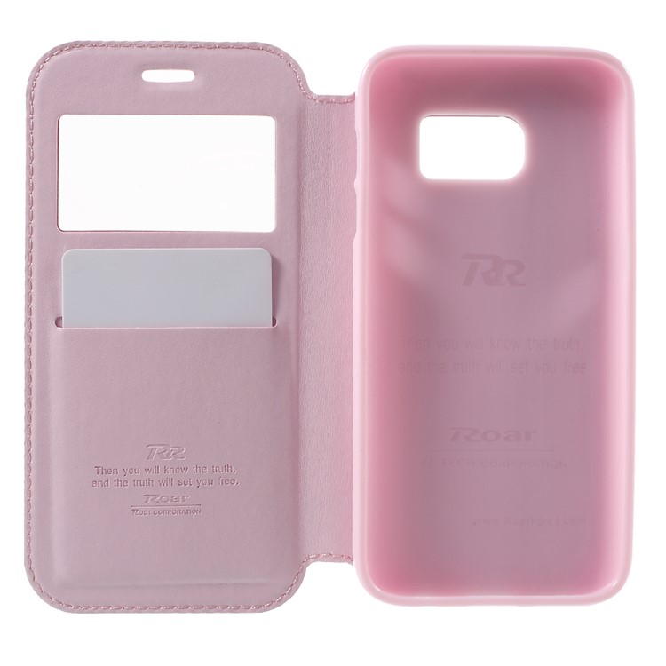 ROAR KOREA Window View Leather Cover Case for Samsung Galaxy S7 - Pink-4