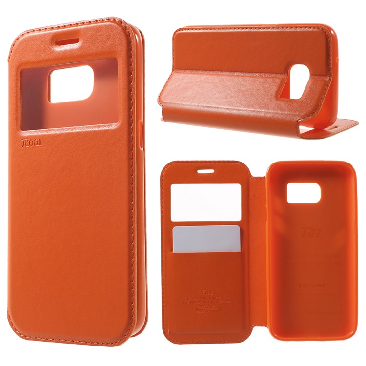 ROAR KOREA Window View PU Leather Stand Case for Samsung Galaxy S7 - Orange-1