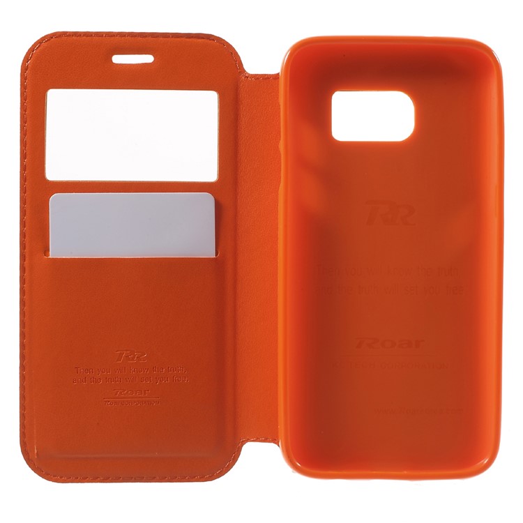 ROAR KOREA Window View PU Leather Stand Case for Samsung Galaxy S7 - Orange-4
