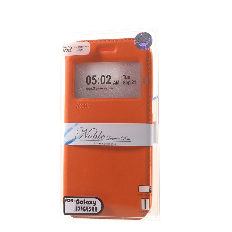 ROAR KOREA Window View PU Leather Stand Case for Samsung Galaxy S7 - Orange-9