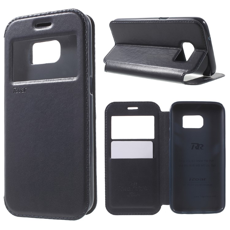 ROAR KOREA Window View Leather Stand Case for Samsung Galaxy S7 - Dark Blue-1