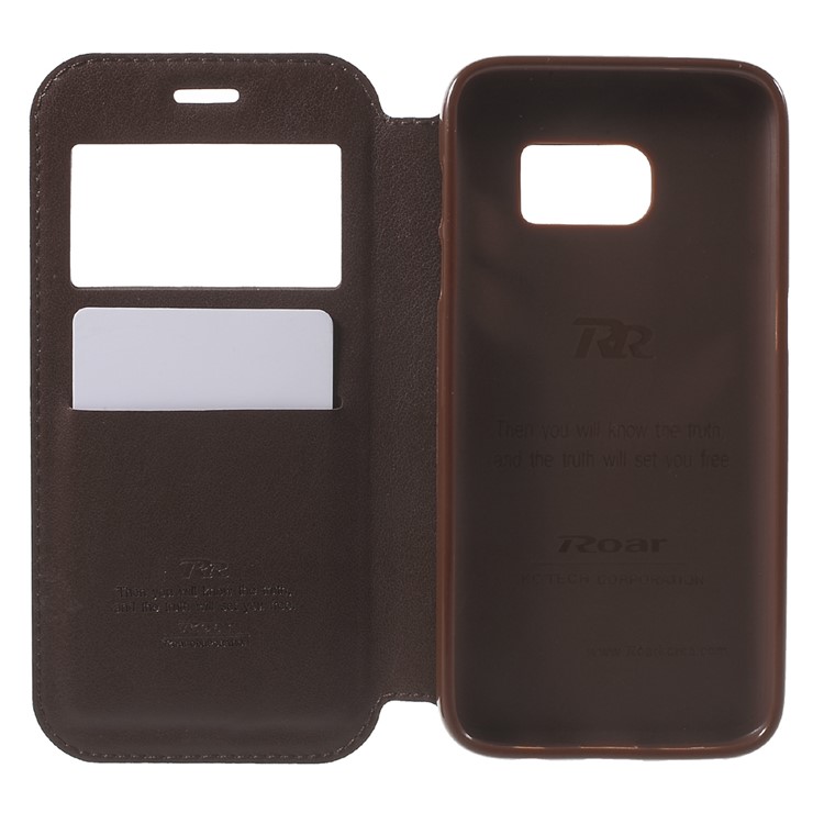 ROAR Window View Leather Stand Case for Samsung Galaxy S7 - Brown-4