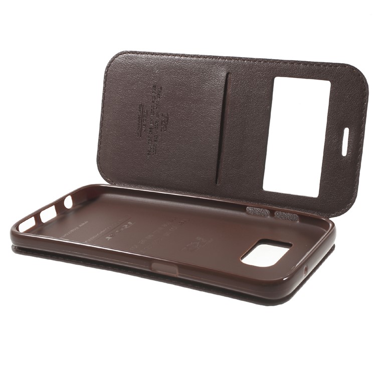 ROAR Window View Leather Stand Case for Samsung Galaxy S7 - Brown-8