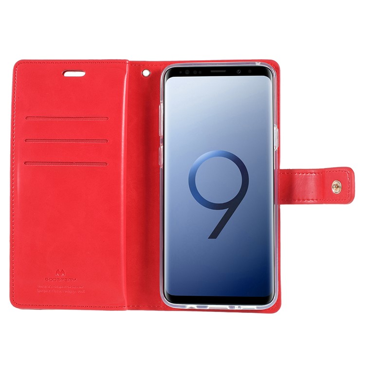 MERCURY GOOSPERY Mansoor Wallet Diary Leather Shell for Samsung Galaxy S9 Plus SM-G965 - Red-4