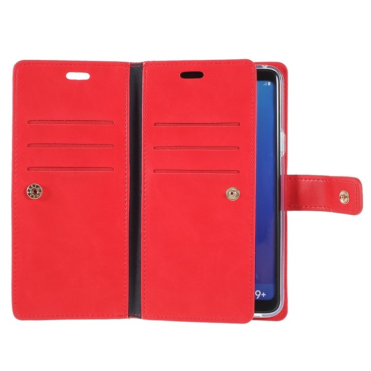 MERCURY GOOSPERY Mansoor Wallet Diary Leather Shell for Samsung Galaxy S9 Plus SM-G965 - Red-5