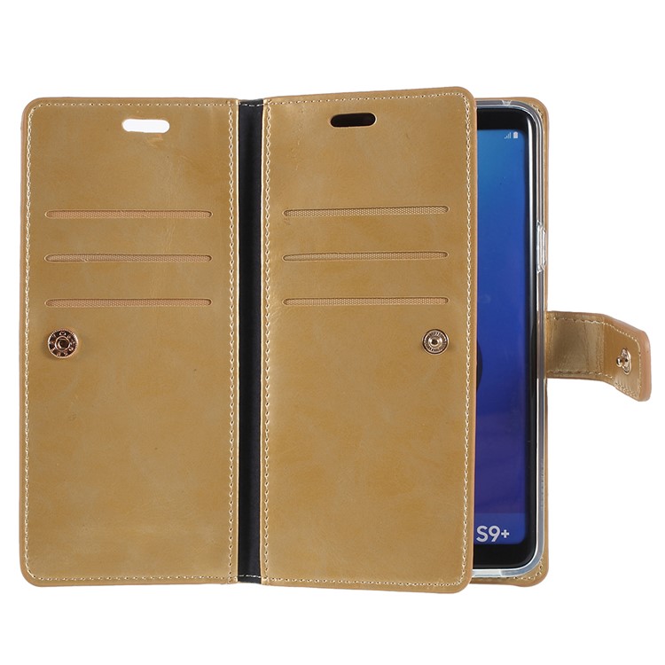 MERCURY GOOSPERY Mansoor Wallet Diary Leather Mobile Phone Case for Samsung Galaxy S9 Plus SM-G965 - Gold-5