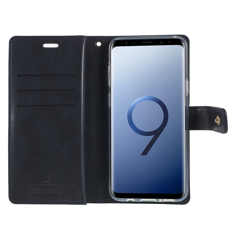 MERCURY GOOSPERY Mansoor Wallet Diary Leather Mobile Phone Cover for Samsung Galaxy S9+ SM-G965 - Dark Blue-4